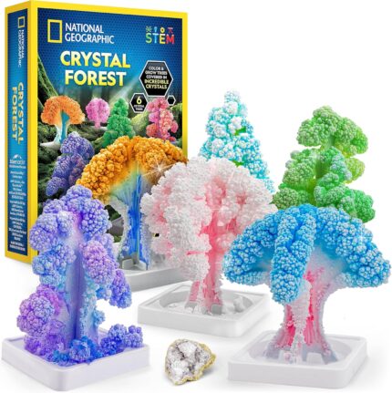 National Geographic Craft Kits for Kids - Crystal Growing Kit, Grow 6 Crystal Trees in Just 6 Hours, Educational Craft Kit with Art Supplies, Geode Specimen, STEM Arts & Crafts Kit (Amazon Exclusive)